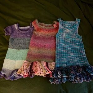 Colorful Knitted Dresses for Dolls